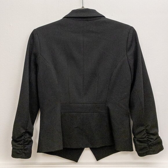 Express Black Ruched Sleeve Blazer Women’s Small Work Career Jacket - Picture 2 of 4